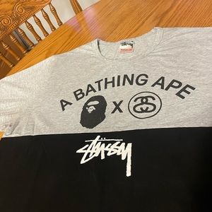 A Bathing Ape x Stussy T-shirt (Sz: Lg)